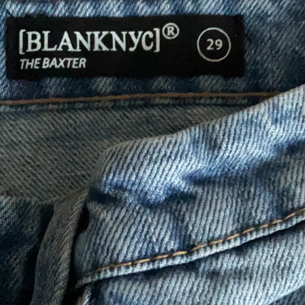 NWT Blank NYC Baxter Rib Cage Straight Leg Distressed Blue Jeans Woman’s 29 - Picture 6 of 8